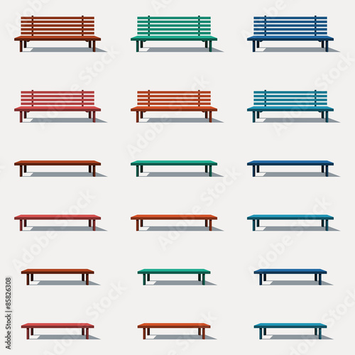 Set of different types benches
