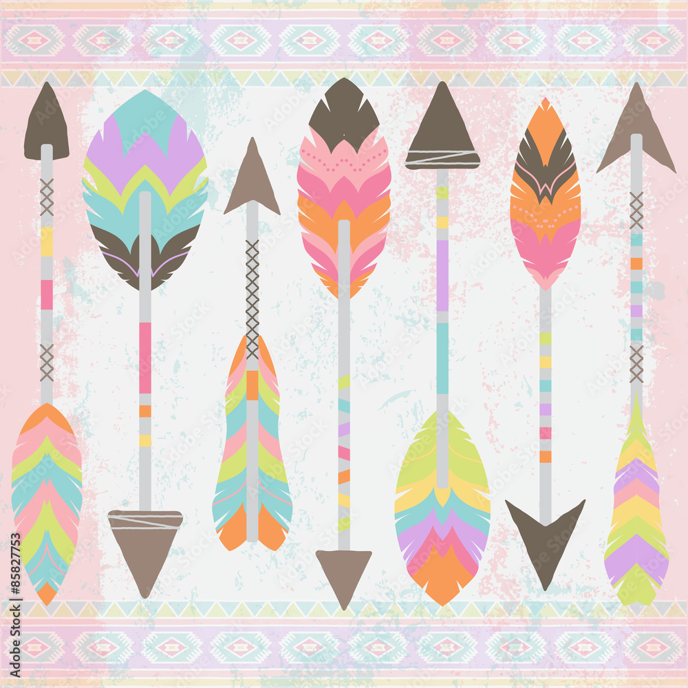Vector Collection of Stylized Tribal Feather Arrows Vector Collection of Stylized Tribal Feather Arrows