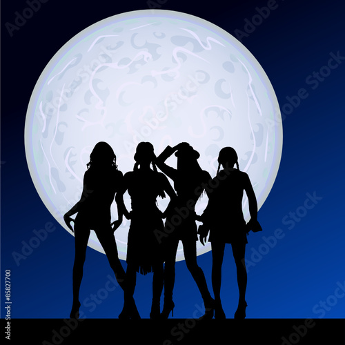 girl sexy on the moonlight vector