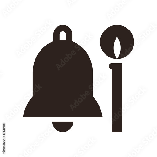 Church bell and candle icon