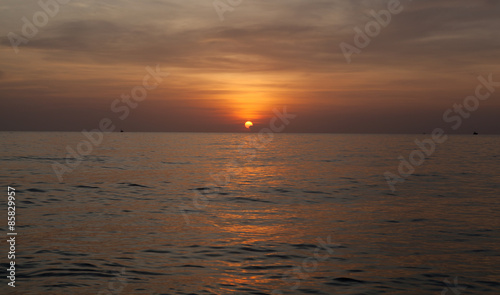 Scenic view of beautiful bright sunset above the sea