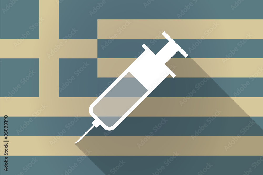 Greece  long shadow flag with a syringe