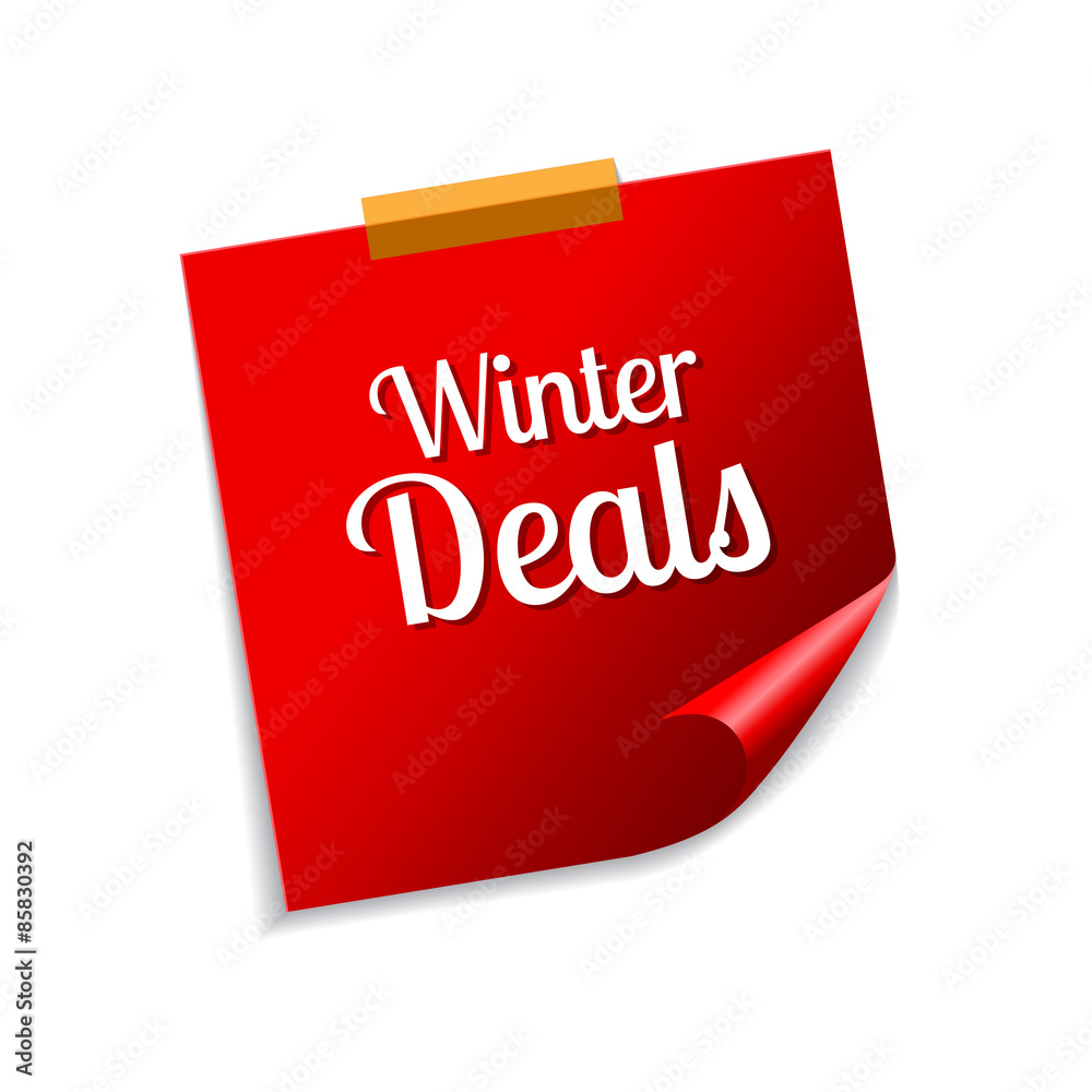 Winter Deals Red Sticky Notes Vector Icon Design Winter Deals Red Sticky Notes Vector Icon Design