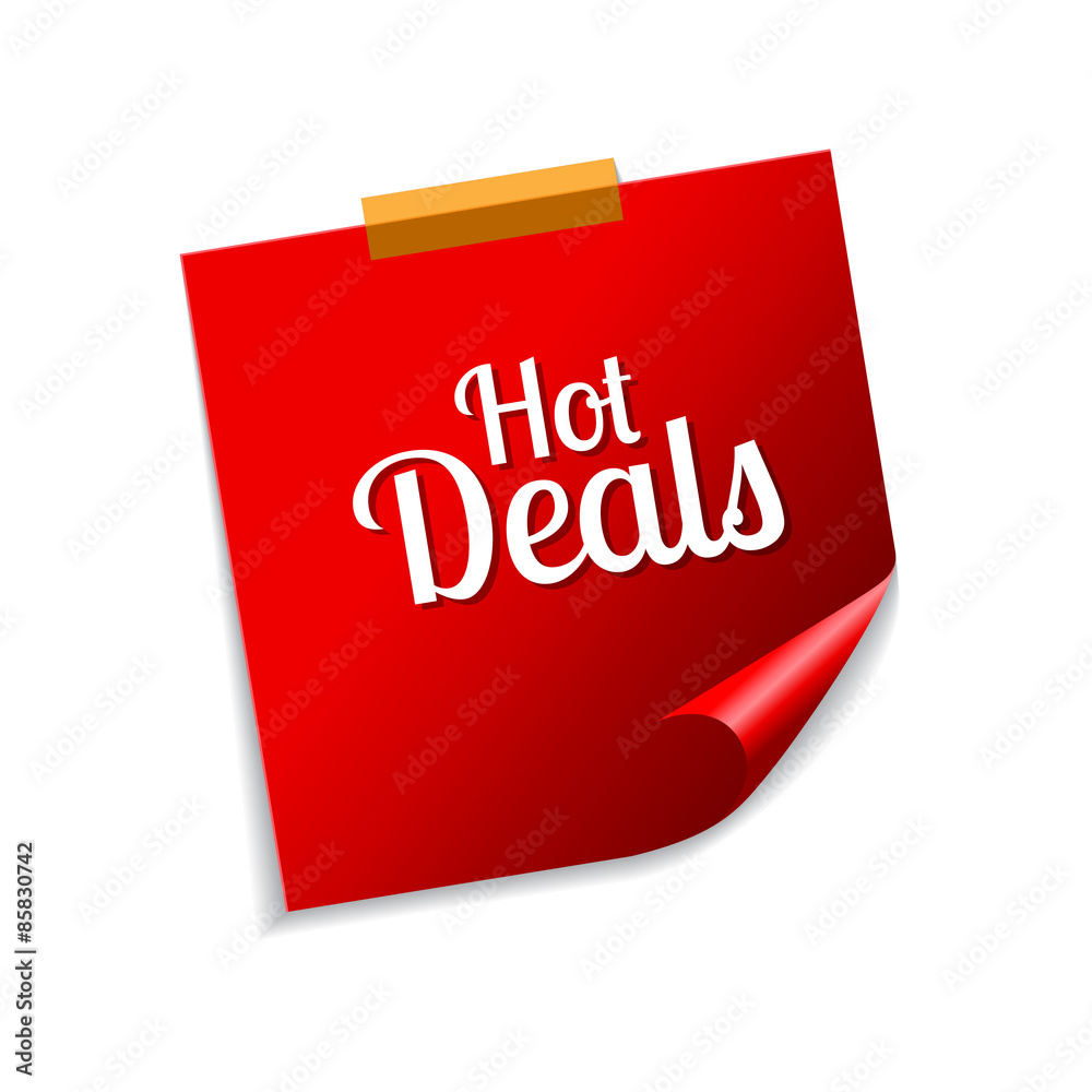 Hot Deals Red Sticky Notes Vector Icon Design Hot Deals Red Sticky Notes Vector Icon Design