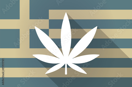 Greece  long shadow flag with a marijuana leaf