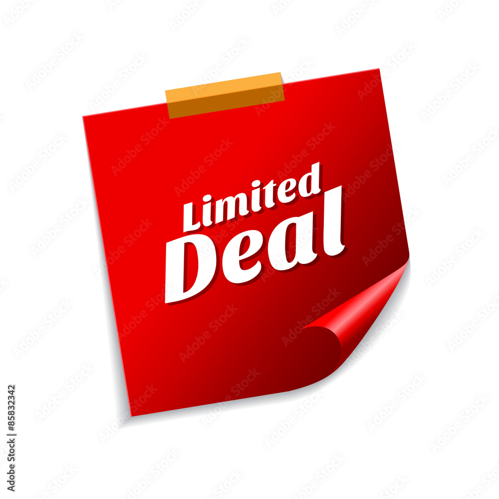 Limited Red Sticky Notes Vector Icon Design Limited Red Sticky Notes Vector Icon Design