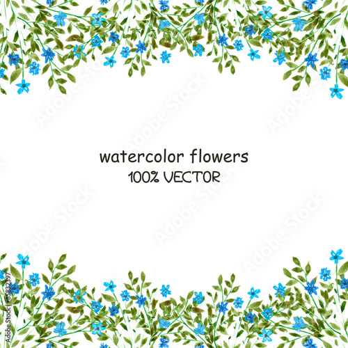 Background of watercolor flowers on a white background
