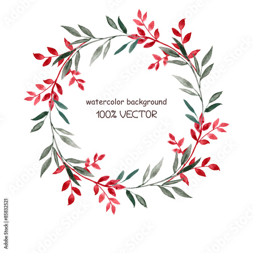 Background of watercolor leaves on a white background