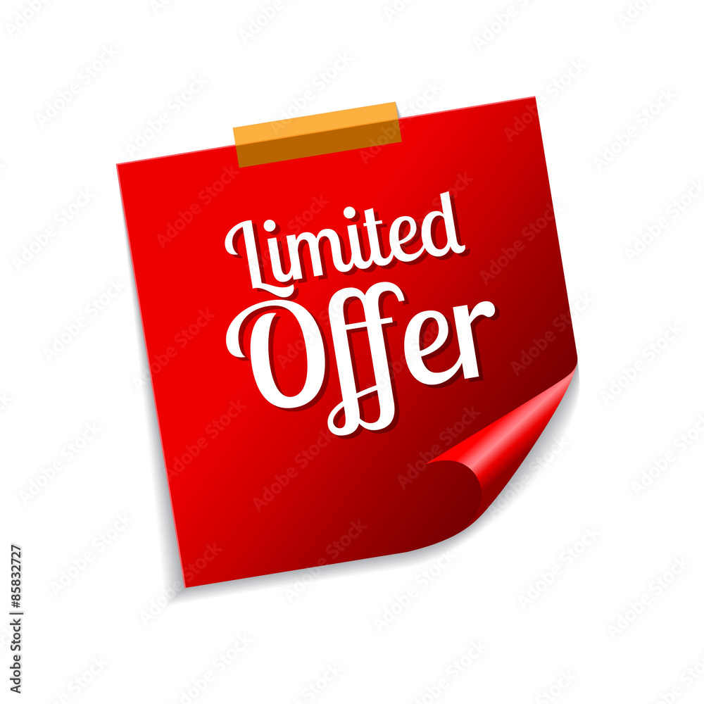 Limited Time Offer Red Sticky Notes Vector Icon Design Limited Time Offer Red Sticky Notes Vector Icon Design