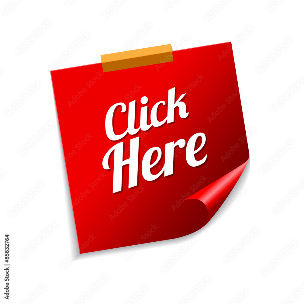Click Here Red Sticky Notes Vector Icon Design Click Here Red Sticky Notes Vector Icon Design