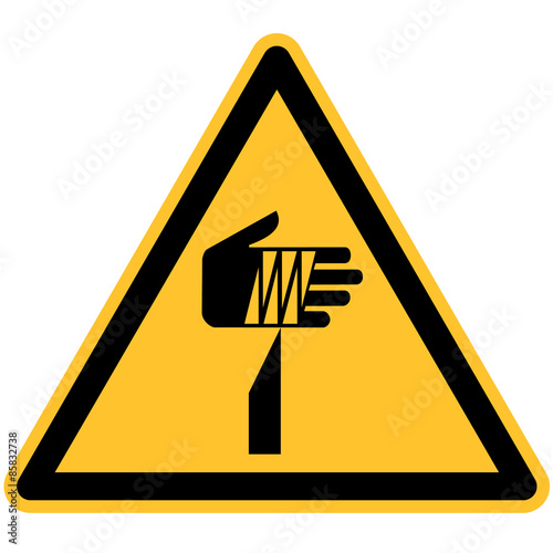Warnschild Warnung vor Handverletzungen nach DIN 7010 / ASR 1.3 W022
