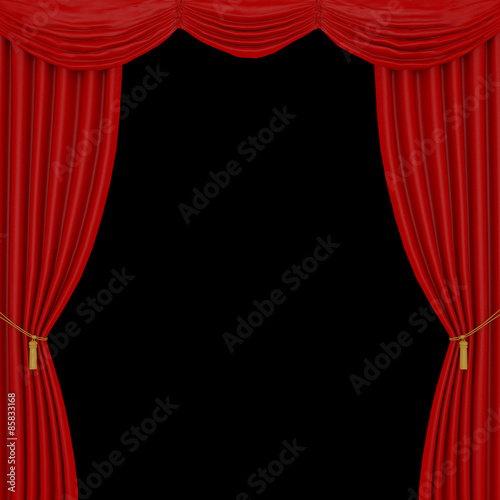 red curtains on a black  background