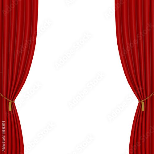red curtains on a white background