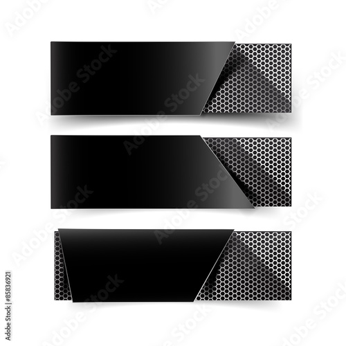 Set of metal chrome banner on white background vector illustrati