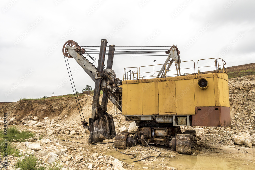 Limestony quarry industry, summer, Ukraine