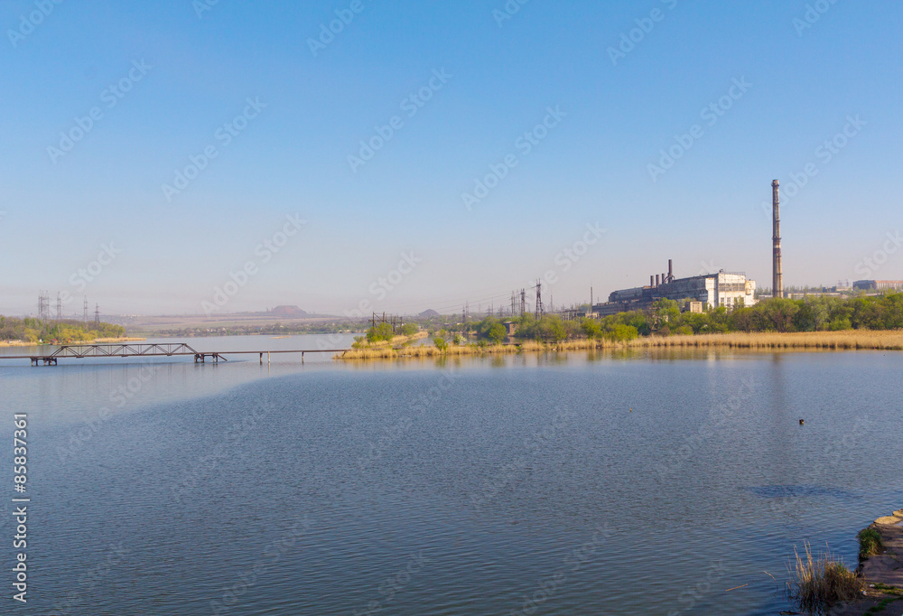 View Zuevsky reservoir in the Donetsk region. Ukraine