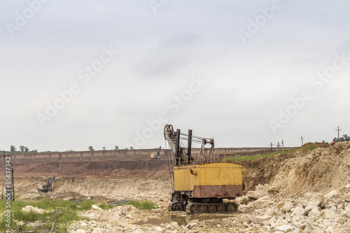 Limestony quarry industry, summer, Ukraine