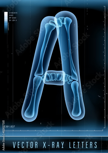 Vector blue 3D x ray style alphabet vector for unique logo or