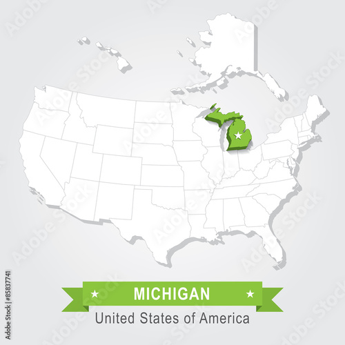 Michigan state. USA administrative map.