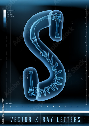 Vector blue 3D x ray style alphabet vector for unique logo or