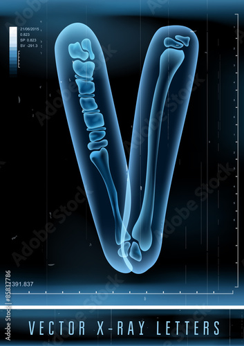 Vector blue 3D x ray style alphabet vector for unique logo or