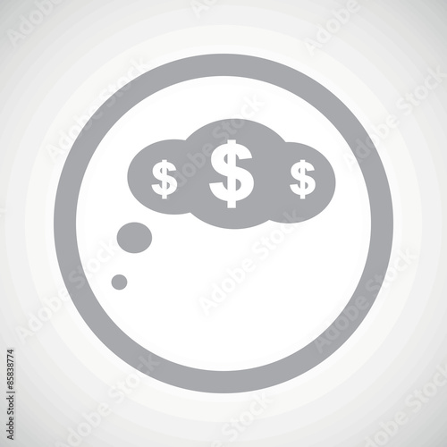 Grey dollar thought sign icon