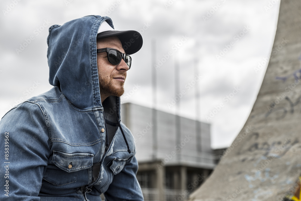 Young caucasian man on an Urban Setting Young caucasian man on an Urban Setting