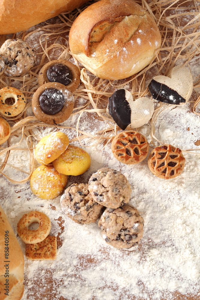 Fototapeta premium Bread Biscuits and flour