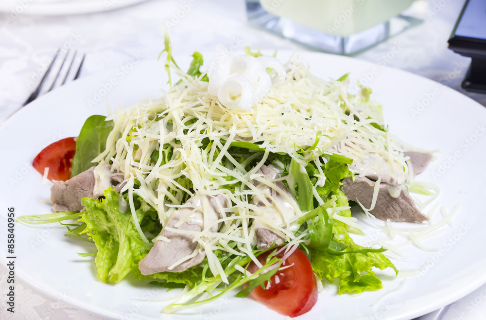 salad with cheese, meat and vegetables salad with cheese, meat and vegetables