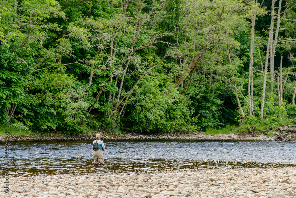 Fly fishing on the River Tummel