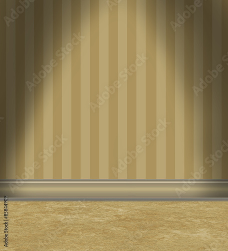 Empty Room With Tan Striped Wallpaper © alison1414