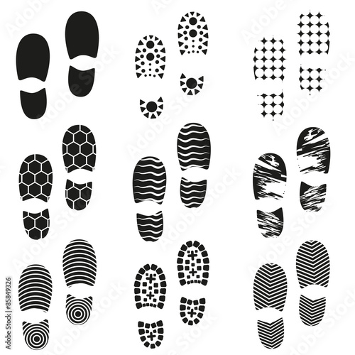black human shoes footprint various sole eps10