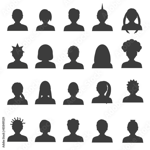 men and women head simple avatar icons set  eps10
