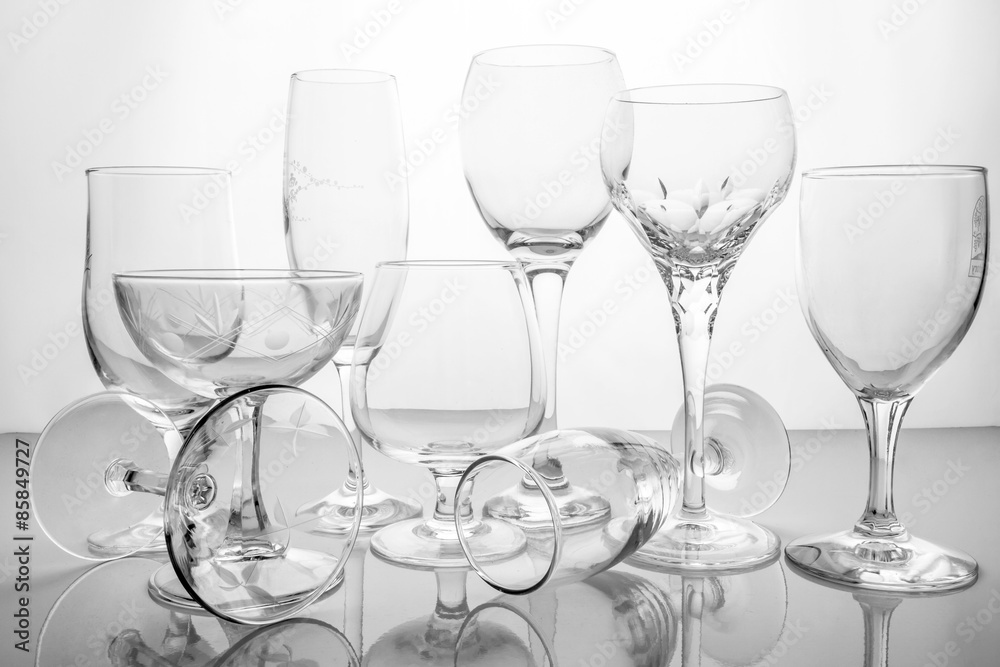 Collage of empty glasses Collage of empty glasses