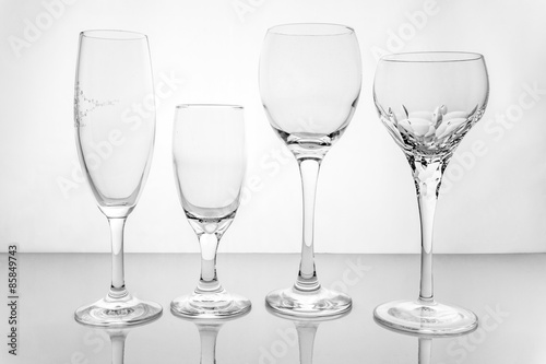 Collage of empty glasses