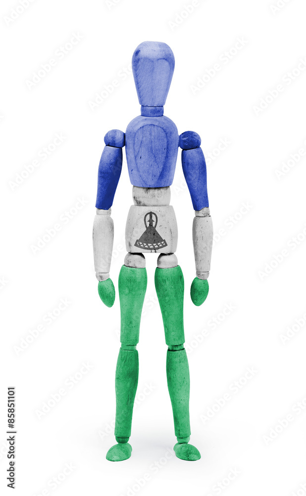 Wood figure mannequin with flag bodypaint - Lesotho Wood figure mannequin with flag bodypaint - Lesotho