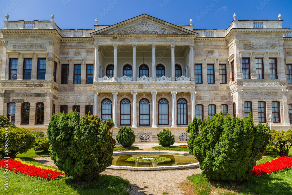 Istanbul. The picturesque view of the facade of Dolmabahçe Palace
