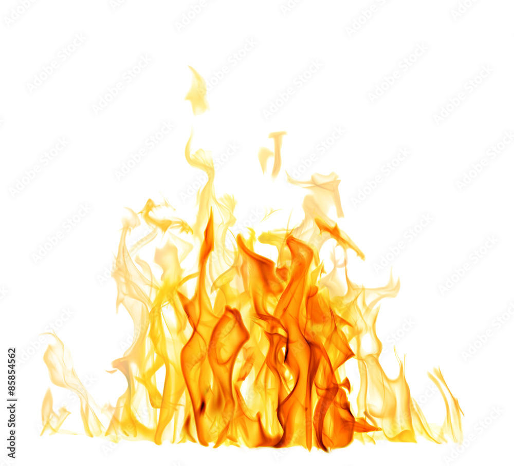 light and dark yellow flame isolated on white - obrazy, fototapety, plakaty 