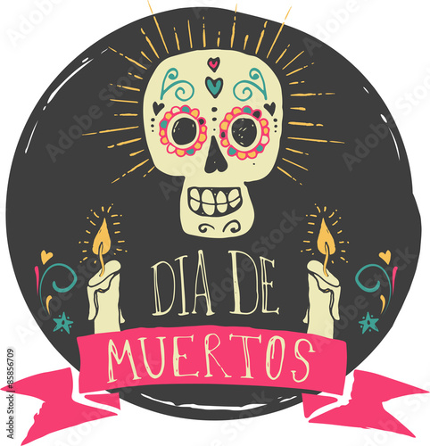 print - mexican skull, day of the dead
