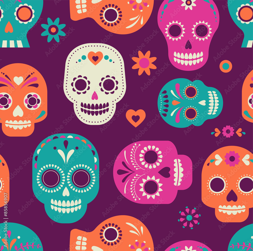 Fototapeta premium skull pattern, Mexican day of the dead