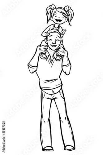 Funny cartoon fathers day card. vector illustration