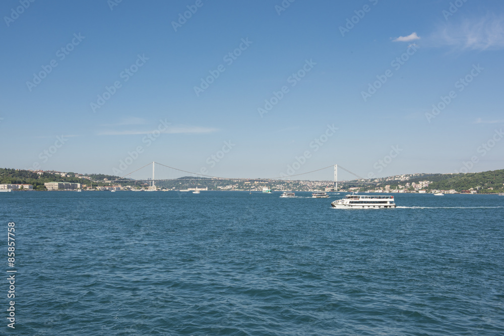 View over the Bosphorus rive in Istanbul Turkey