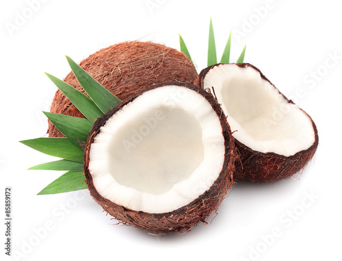 Coconuts with leaves