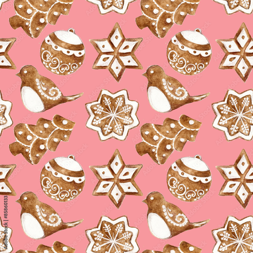 Seamless pattern with Christmas ginger biscuits Seamless pattern with Christmas ginger biscuits