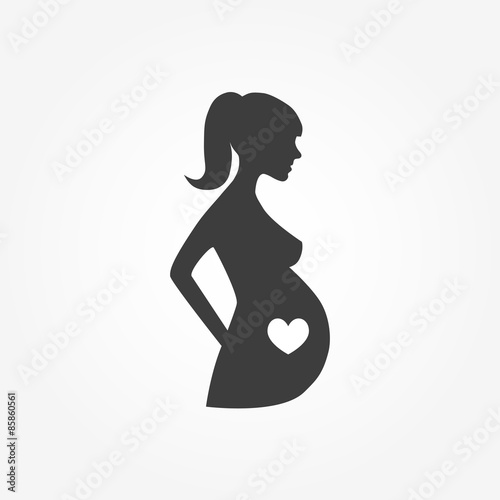 Pregnant woman flat silhouette icon