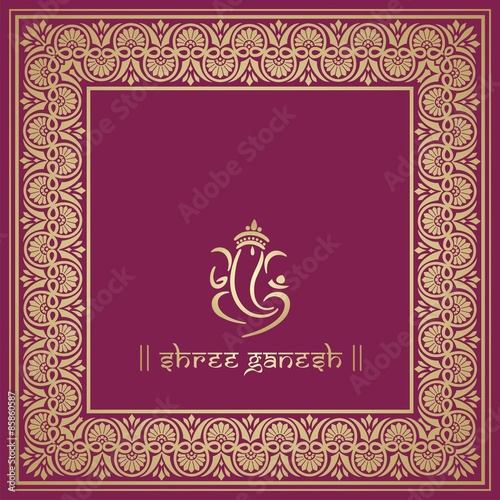 Ganesha, Hindu wedding card, royal Rajasthan, India