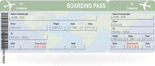 Vector image of airline boarding pass ticket  