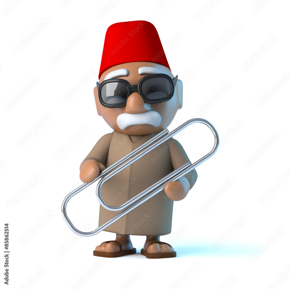 3d Moroccan holding a paperclip