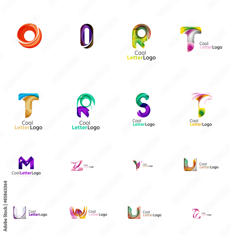 Set of universal company logo ideas, business icon collection