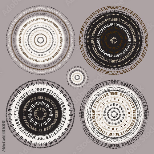 Hand drawn Circular pattern. Mandala set.